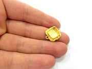 Gold Pendant Blank Connector Mosaic Base inlay Blank Necklace Blank Resin Blank Mountings Gold Plated Brass ( 10mm blank ) G14845