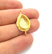 Gold Pendant Blank Connector Mosaic Base inlay Blank Necklace Blank Resin Blank Mountings Gold Plated Brass ( 14x10mm blank ) G14846