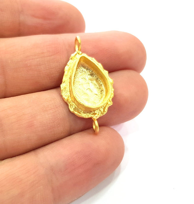 Gold Pendant Blank Connector Mosaic Base inlay Blank Necklace Blank Resin Blank Mountings Gold Plated Brass ( 14x10mm blank ) G14846