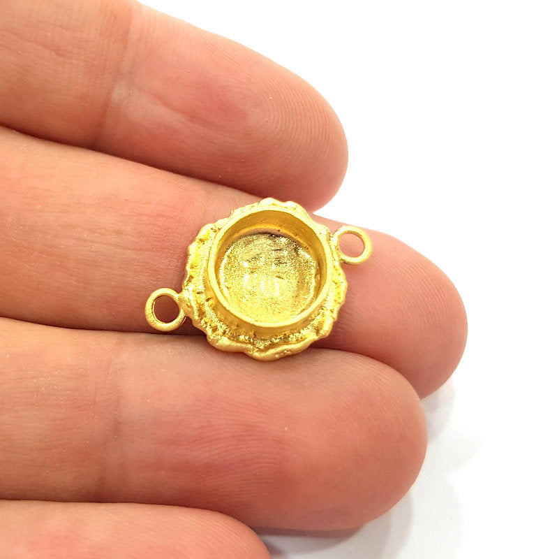 Gold Pendant Blank Connector Mosaic Base inlay Blank Necklace Blank Resin Blank Mountings Gold Plated Brass ( 10mm blank ) G14847
