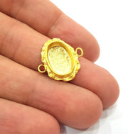 Gold Pendant Blank Connector Mosaic Base inlay Blank Necklace Blank Resin Blank Mountings Gold Plated Brass ( 14x10mm blank ) G14844