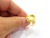Gold Ring Settings Blank inlay Ring Mosaic Ring Bezel Base Cabochon Mountings Adjustable (14x10mm blank ) Gold Plated Brass G14849