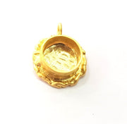 Gold Pendant Blank Mosaic Base inlay Blank Necklace Blank Resin Blank Mountings Gold Plated Brass ( 10mm blank ) G14850