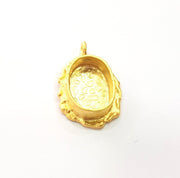 Gold Pendant Blank Mosaic Base inlay Blank Necklace Blank Resin Blank Mountings Gold Plated Brass ( 14x10mm blank ) G14851