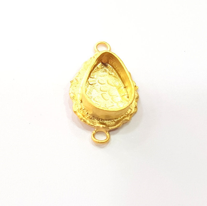 Gold Pendant Blank Connector Mosaic Base inlay Blank Necklace Blank Resin Blank Mountings Gold Plated Brass ( 14x10mm blank ) G14852