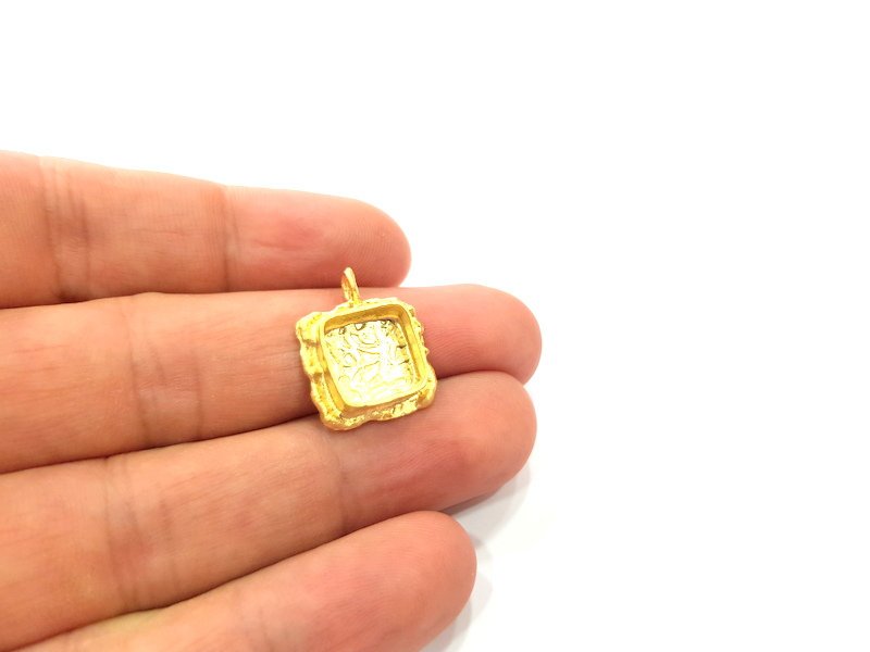 Gold Pendant Blank Mosaic Base inlay Blank Necklace Blank Resin Blank Mountings Gold Plated Brass ( 10mm blank ) G14853