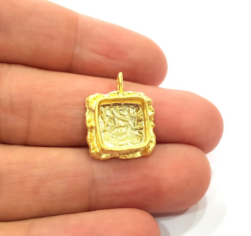 Gold Pendant Blank Mosaic Base inlay Blank Necklace Blank Resin Blank Mountings Gold Plated Brass ( 10mm blank ) G14853