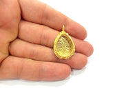 Gold Pendant Blank Mosaic Base inlay Blank Necklace Blank Resin Blank Mountings Gold Plated Brass ( 20x15mm blank ) G14855