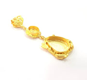 Gold Pendant Blank Mosaic Base inlay Blank Necklace Blank Resin Blank Mountings Gold Plated Brass ( 20x15mm+10mm blank ) G14854