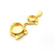 Gold Pendant Blank Mosaic Base inlay Blank Necklace Blank Resin Blank Mountings Gold Plated Brass ( 16mm+10mm blank ) G14856