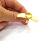 Gold Ring Settings Blank inlay Ring Mosaic Ring Bezel Base Cabochon Mountings Adjustable (14mm blank ) Gold Plated Brass G14861