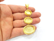 Gold Pendant Blank Mosaic Base inlay Blank Necklace Blank Resin Blank Mountings Gold Plated Brass ( 25x18mm+18x13mm+14x10mm blank ) G14863