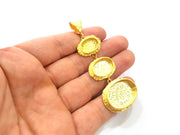 Gold Pendant Blank Mosaic Base inlay Blank Necklace Blank Resin Blank Mountings Gold Plated Brass ( 25x18mm+18x13mm+14x10mm blank ) G14863