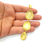 Gold Pendant Blank Mosaic Base inlay Blank Necklace Blank Resin Blank Mountings Gold Plated Brass ( 25x18mm+18x13mm+14x10mm blank ) G14864