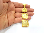 Gold Pendant Blank Mosaic Base inlay Blank Necklace Blank Resin Blank Mountings Gold Plated Brass ( 18mm+14mm+10mm blank ) G14865