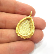 Gold Pendant Blank Mosaic Base inlay Blank Necklace Blank Resin Blank Mountings Gold Plated Brass ( 20x15mm blank ) G14868