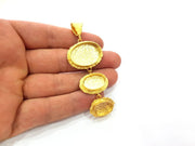 Gold Pendant Blank Mosaic Base inlay Blank Necklace Blank Resin Blank Mountings Gold Plated Brass ( 25x18mm+18x13mm+14x10mm blank ) G14869