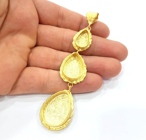 Gold Pendant Blank Mosaic Base inlay Blank Necklace Blank Resin Blank Mountings Gold Plated Brass ( 25x18mm+18x13mm+14x10mm blank ) G14870