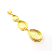 Gold Pendant Blank Mosaic Base inlay Blank Necklace Blank Resin Blank Mountings Gold Plated Brass ( 25x18mm+18x13mm+14x10mm blank ) G14870