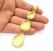 Gold Pendant Blank Mosaic Base inlay Blank Necklace Blank Resin Blank Mountings Gold Plated Brass ( 25x18mm+18x13mm+14x10mm blank ) G14870