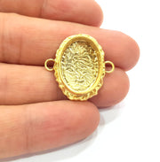 Gold Pendant Blank Connector Mosaic Base inlay Blank Necklace Blank Resin Blank Mountings Gold Plated Brass ( 20x14mm blank ) G14873