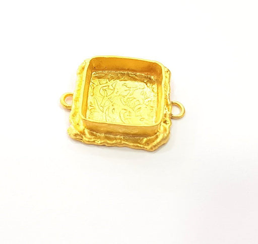Gold Pendant Blank Connector Mosaic Base inlay Blank Necklace Blank Resin Blank Mountings Gold Plated Brass ( 15mm blank ) G14874