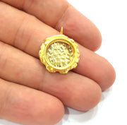 Gold Pendant Blank Mosaic Base inlay Blank Necklace Blank Resin Blank Mountings Gold Plated Brass ( 14mm blank ) G14875