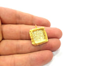 Gold Pendant Blank Mosaic Base inlay Blank Necklace Blank Resin Blank Mountings Gold Plated Brass ( 14mm blank ) G14876