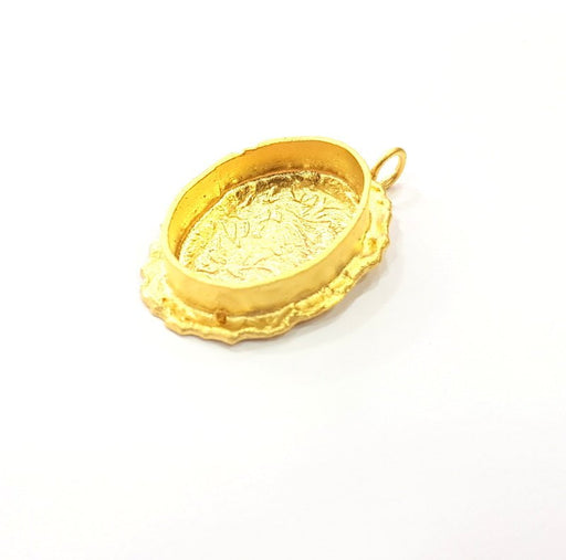 Gold Pendant Blank Mosaic Base inlay Blank Necklace Blank Resin Blank Mountings Gold Plated Brass ( 20x14mm blank ) G14877