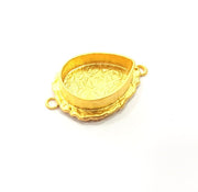 Gold Pendant Blank Connector Mosaic Base inlay Blank Necklace Blank Resin Blank Mountings Gold Plated Brass ( 20x14mm blank ) G14878