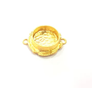 Gold Pendant Blank Connector Mosaic Base inlay Blank Necklace Blank Resin Blank Mountings Gold Plated Brass ( 14mm blank ) G14879