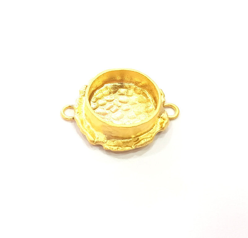Gold Pendant Blank Connector Mosaic Base inlay Blank Necklace Blank Resin Blank Mountings Gold Plated Brass ( 14mm blank ) G14879