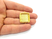 Gold Pendant Blank Connector Mosaic Base inlay Blank Necklace Blank Resin Blank Mountings Gold Plated Brass ( 18mm blank ) G14880