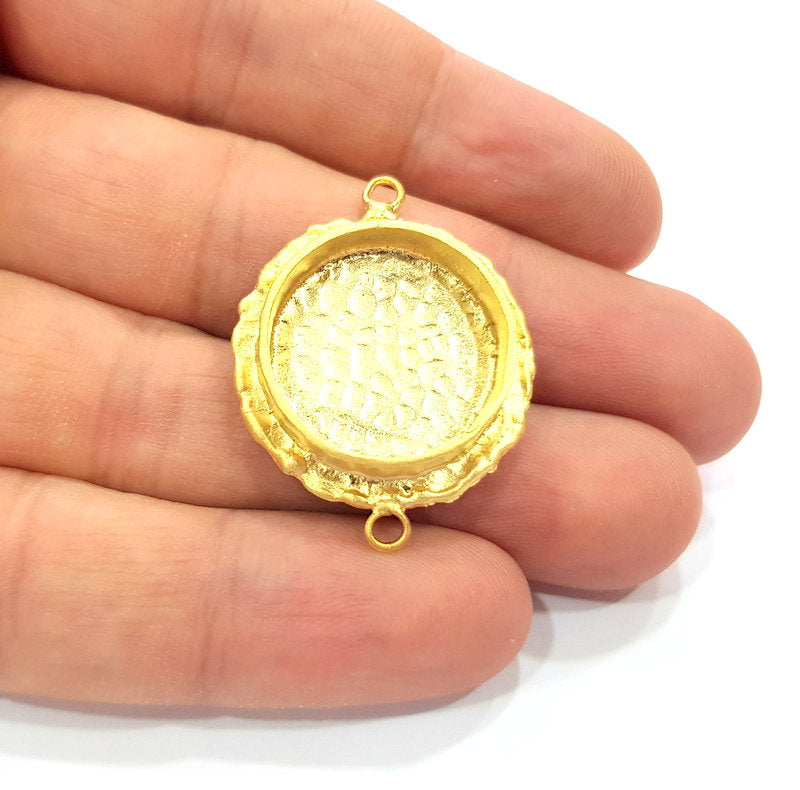 Gold Pendant Blank Connector Mosaic Base inlay Blank Necklace Blank Resin Blank Mountings Gold Plated Brass ( 20mm blank ) G14881