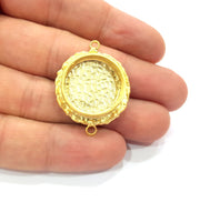 Gold Pendant Blank Connector Mosaic Base inlay Blank Necklace Blank Resin Blank Mountings Gold Plated Brass ( 20mm blank ) G14881