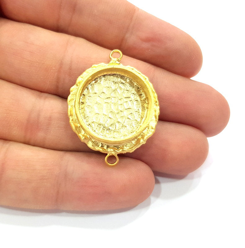 Gold Pendant Blank Connector Mosaic Base inlay Blank Necklace Blank Resin Blank Mountings Gold Plated Brass ( 20mm blank ) G14881