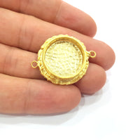Gold Pendant Blank Connector Mosaic Base inlay Blank Necklace Blank Resin Blank Mountings Gold Plated Brass ( 20mm blank ) G14881