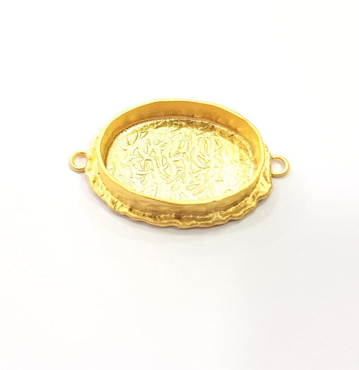 Gold Pendant Blank Connector Mosaic Base inlay Blank Necklace Blank Resin Blank Mountings Gold Plated Brass ( 25x18mm blank ) G14882