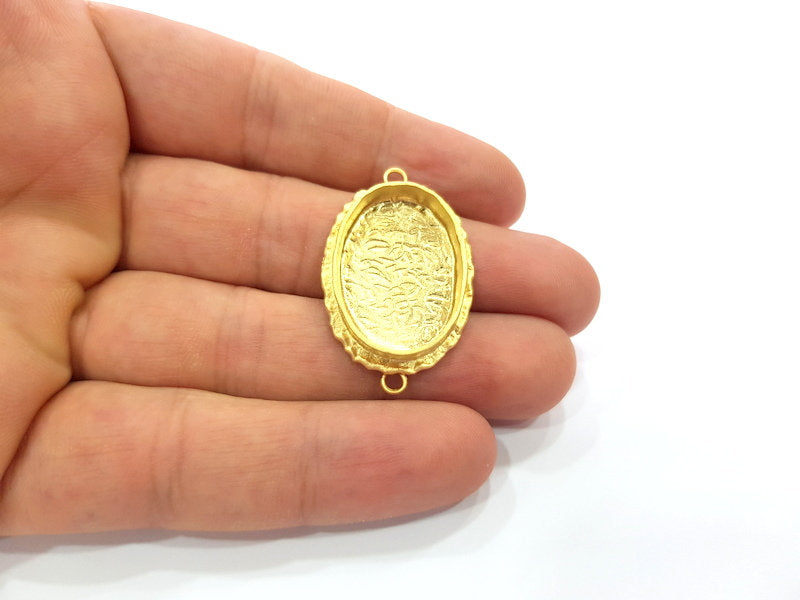 Gold Pendant Blank Connector Mosaic Base inlay Blank Necklace Blank Resin Blank Mountings Gold Plated Brass ( 25x18mm blank ) G14882