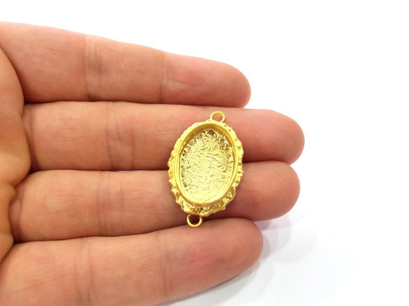 Gold Pendant Blank Connector Mosaic Base inlay Blank Necklace Blank Resin Blank Mountings Gold Plated Brass ( 20x14mm blank ) G14883