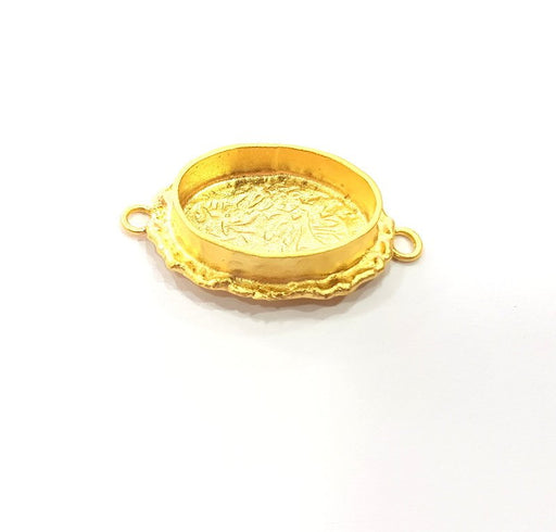 Gold Pendant Blank Connector Mosaic Base inlay Blank Necklace Blank Resin Blank Mountings Gold Plated Brass ( 20x14mm blank ) G14883