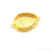Gold Pendant Blank Connector Mosaic Base inlay Blank Necklace Blank Resin Blank Mountings Gold Plated Brass ( 25x18mm blank ) G14884