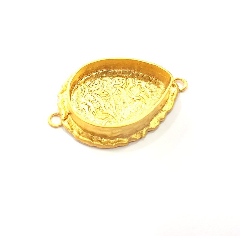 Gold Pendant Blank Connector Mosaic Base inlay Blank Necklace Blank Resin Blank Mountings Gold Plated Brass ( 25x18mm blank ) G14884