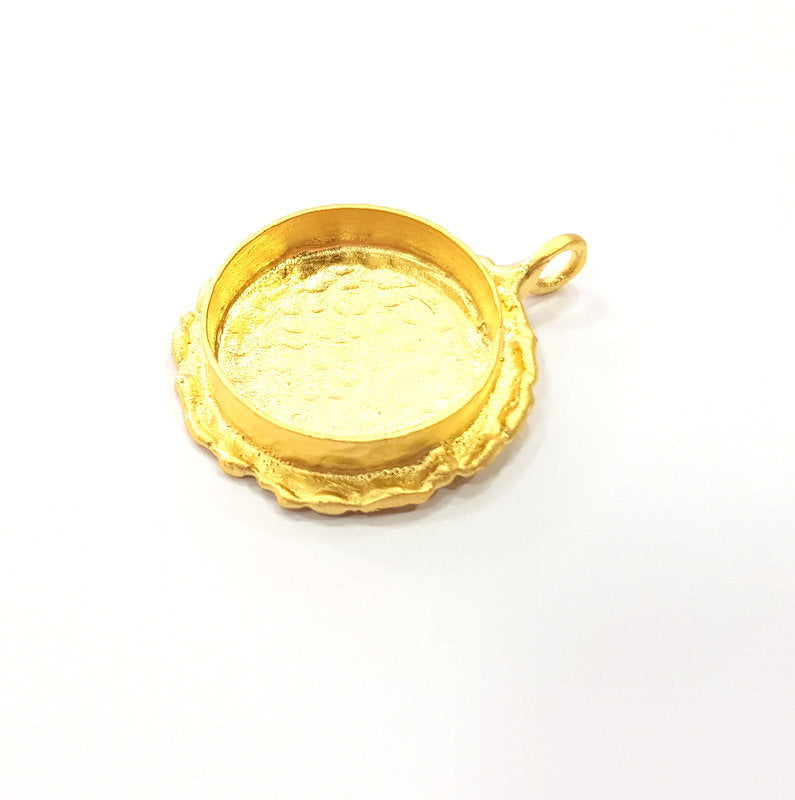 Gold Pendant Blank Mosaic Base inlay Blank Necklace Blank Resin Blank Mountings Gold Plated Brass ( 20mm blank ) G14885