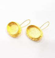 Earring Blank Base Settings Gold Resin Blank Cabochon Bases inlay Blank Mountings Gold Plated Brass (25x18mm blank) 1 Set  G14887