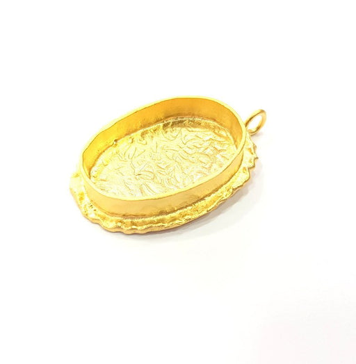 Gold Pendant Blank Mosaic Base inlay Blank Necklace Blank Resin Blank Mountings Gold Plated Brass ( 25x18mm blank ) G15778
