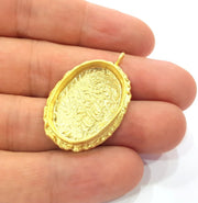 Gold Pendant Blank Mosaic Base inlay Blank Necklace Blank Resin Blank Mountings Gold Plated Brass ( 25x18mm blank ) G15778