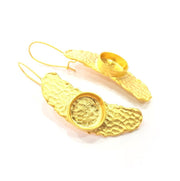 Earring Blank Base Settings Gold Resin Blank Cabochon Bases inlay Blank Mountings Gold Plated Brass (14mm blank) 1 Set  G14891