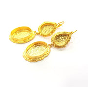 Earring Blank Base Settings Gold Resin Blank Cabochon Bases inlay Blank Mountings Gold Plated Brass(14x10mm and 20x14mm blank) 1 Set  G14893