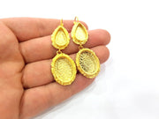Earring Blank Base Settings Gold Resin Blank Cabochon Bases inlay Blank Mountings Gold Plated Brass(14x10mm and 20x14mm blank) 1 Set  G14893